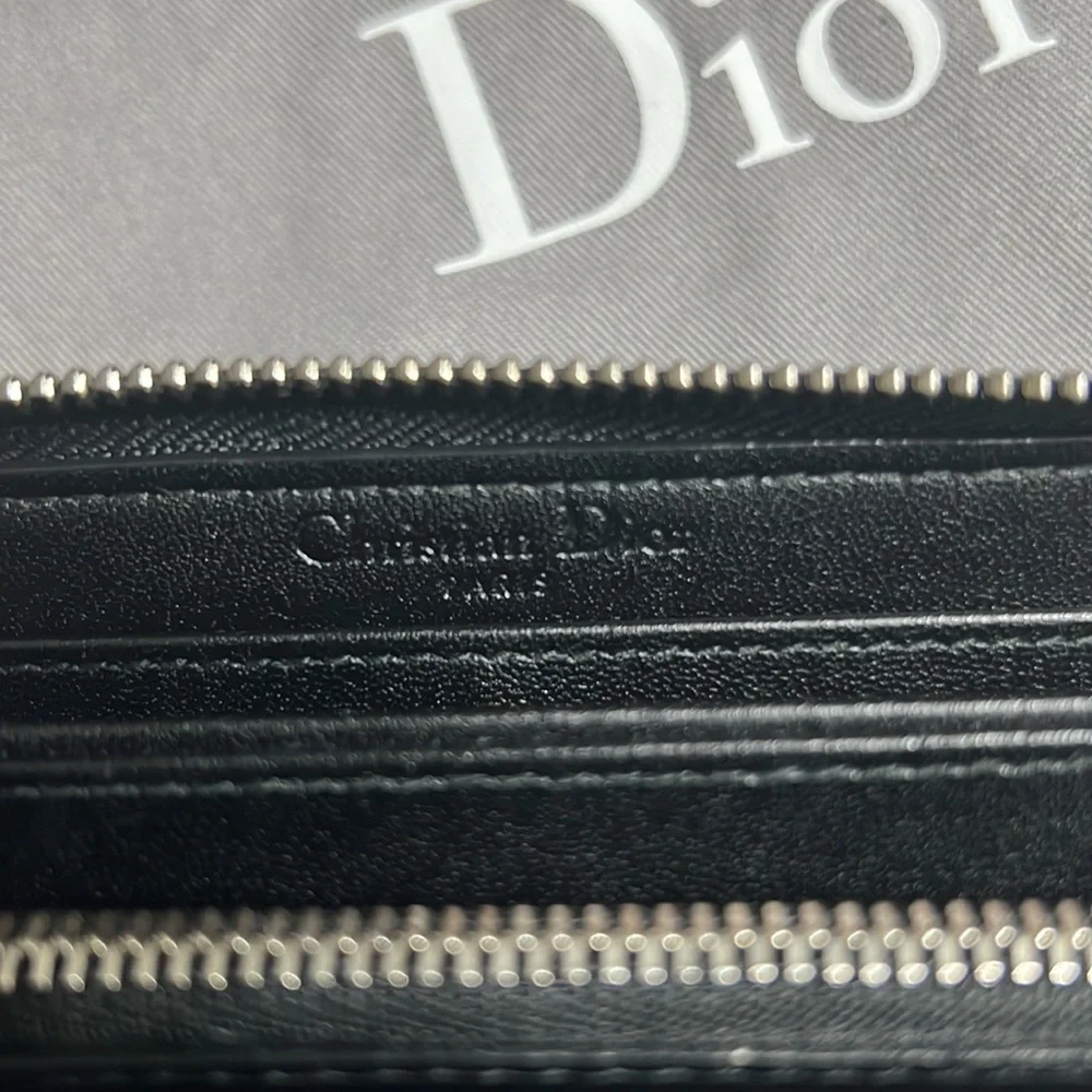 Dior Black Quilted Leather Zip Wallet